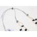 Necklace Beaded 2 Line Strand Blue Sapphire Precious Stone Freshwater Pearl E186